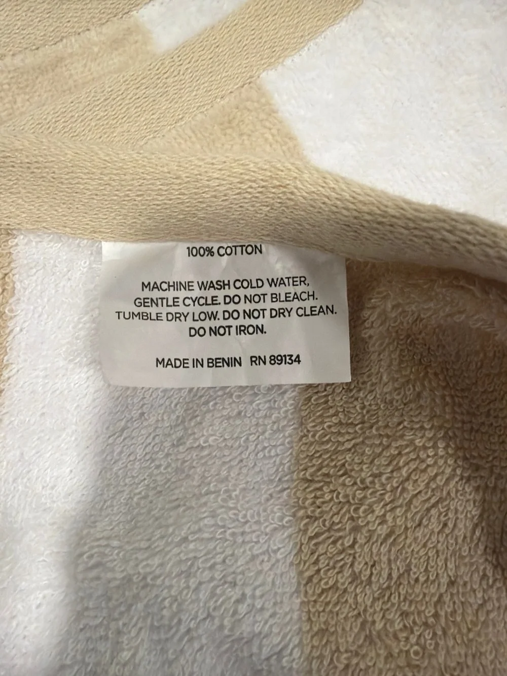Ivory White Cabana Stripe Large Cotton Beach Towel